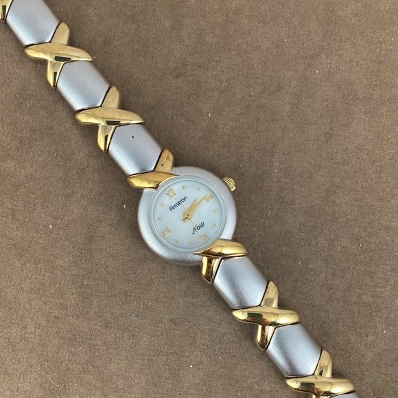 Stunning Armitron Now 2 Tone X Bar Bracelet with a 3/4 Diameter Watch